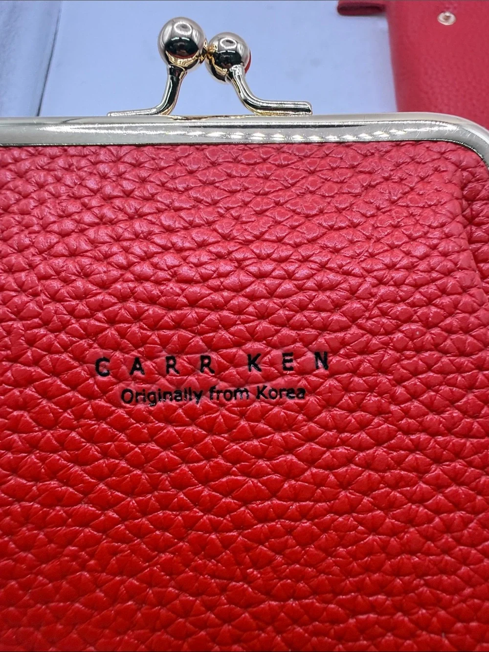 NWOT Carr Ken Crossbody Purse Bag Wallet Clutch Phone Red Kiss Lock Convertible - Picture 2 of 13